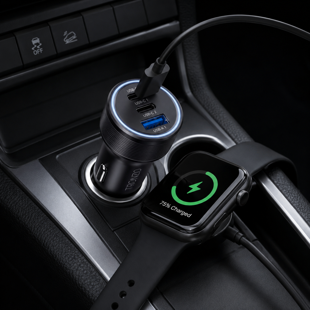 TRONZO CC-03 85W PD Fast Charging Car Charger | 3-Port USB-C + USB-A Car