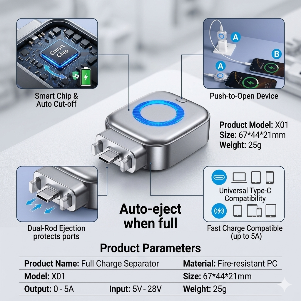 X01 Next-Gen Smart Charging Separator (Auto-Eject & Battery Protection)