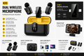K23 Dual Wireless Microphone with Smart Charging Case | 2-in-1 Universal Receiver (Type-C & Lightning) for iPhone, Android, Laptop | Plug & Play Mic for Vlogging, YouTube & Reels