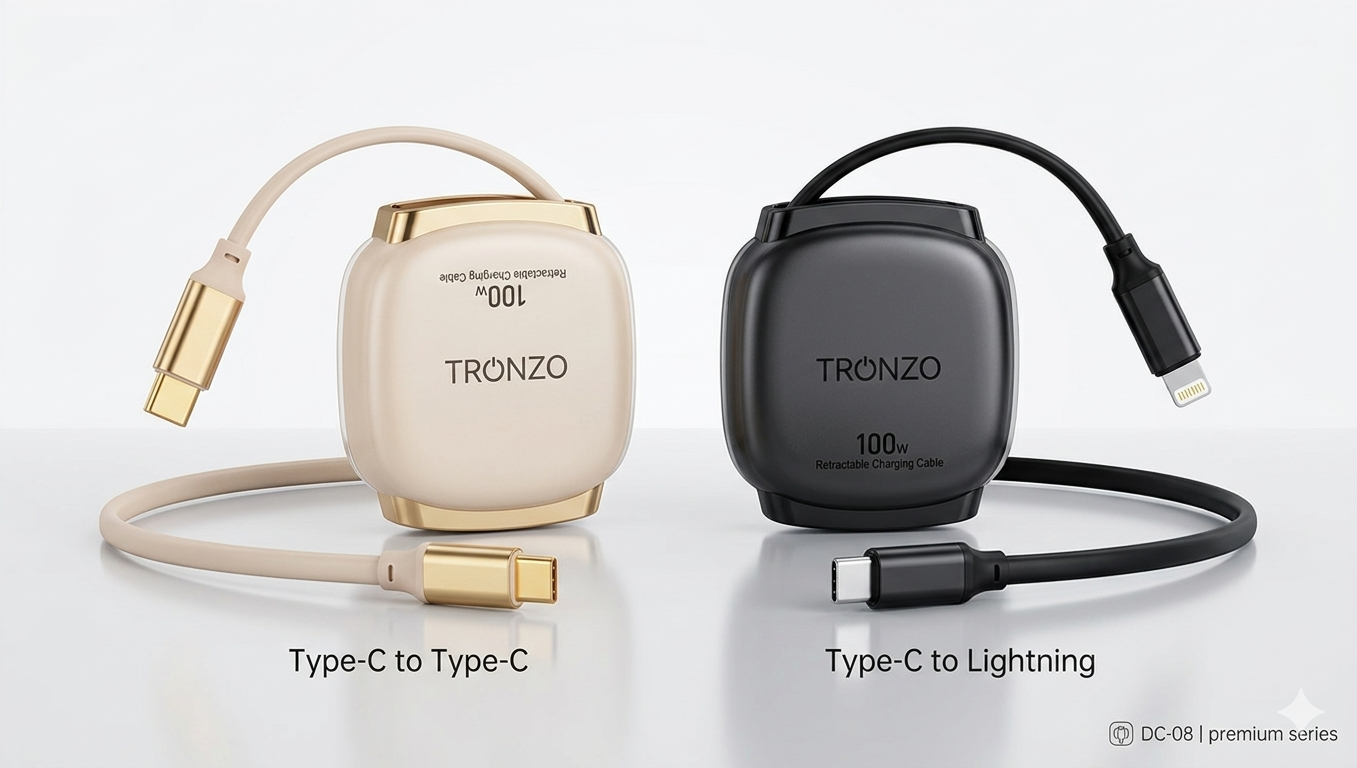 Tronzo 100W Retractable Fast Charging Cable (Type-C to Type-C / Type-C to Lightning)