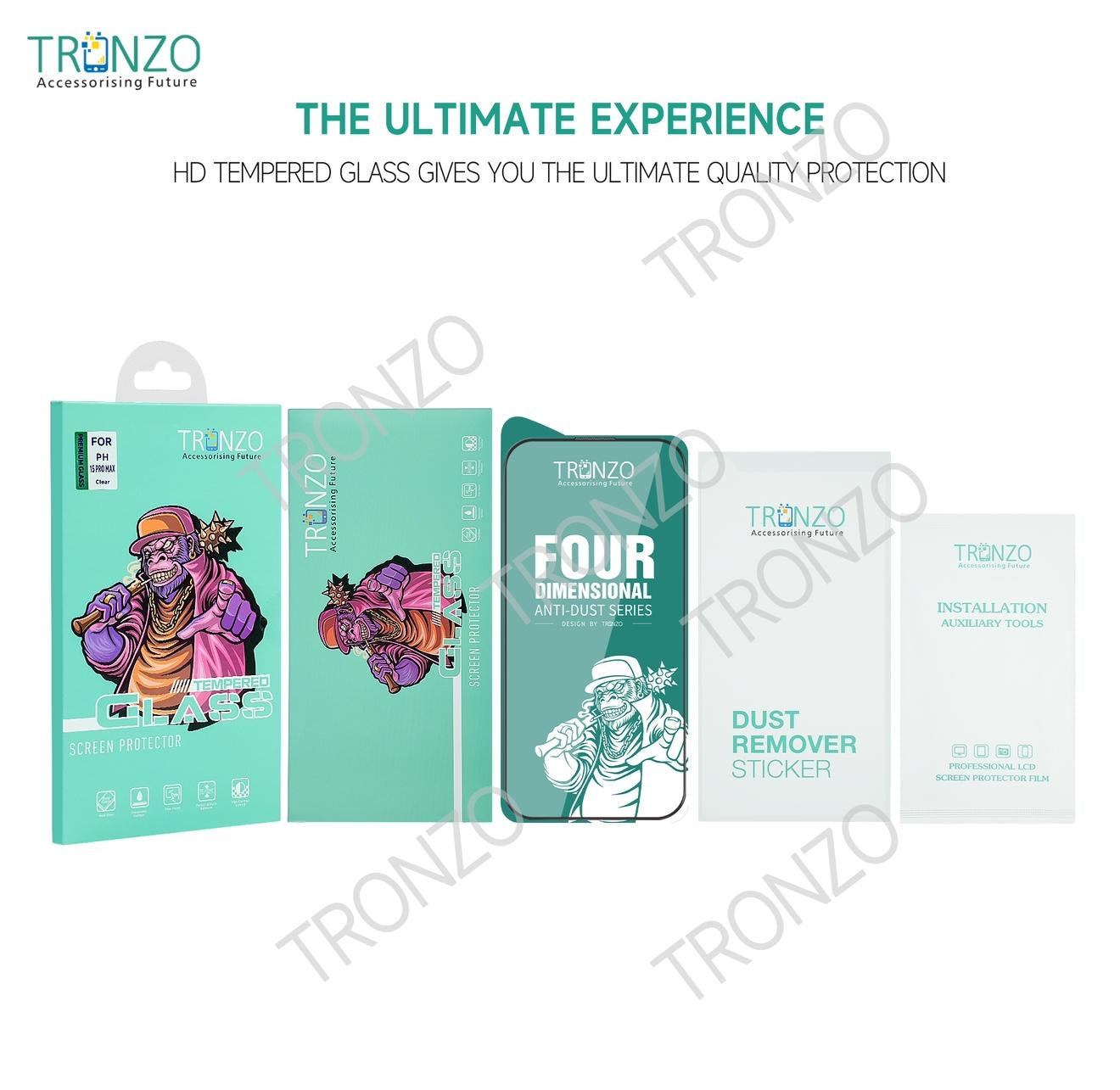 Tronzo Four Dimensional Anti-Dust HD Tempered Glass Screen Protector – 9H Hardness, 50KG Compression Resistance & iPhone & samsung galaxy all models available
