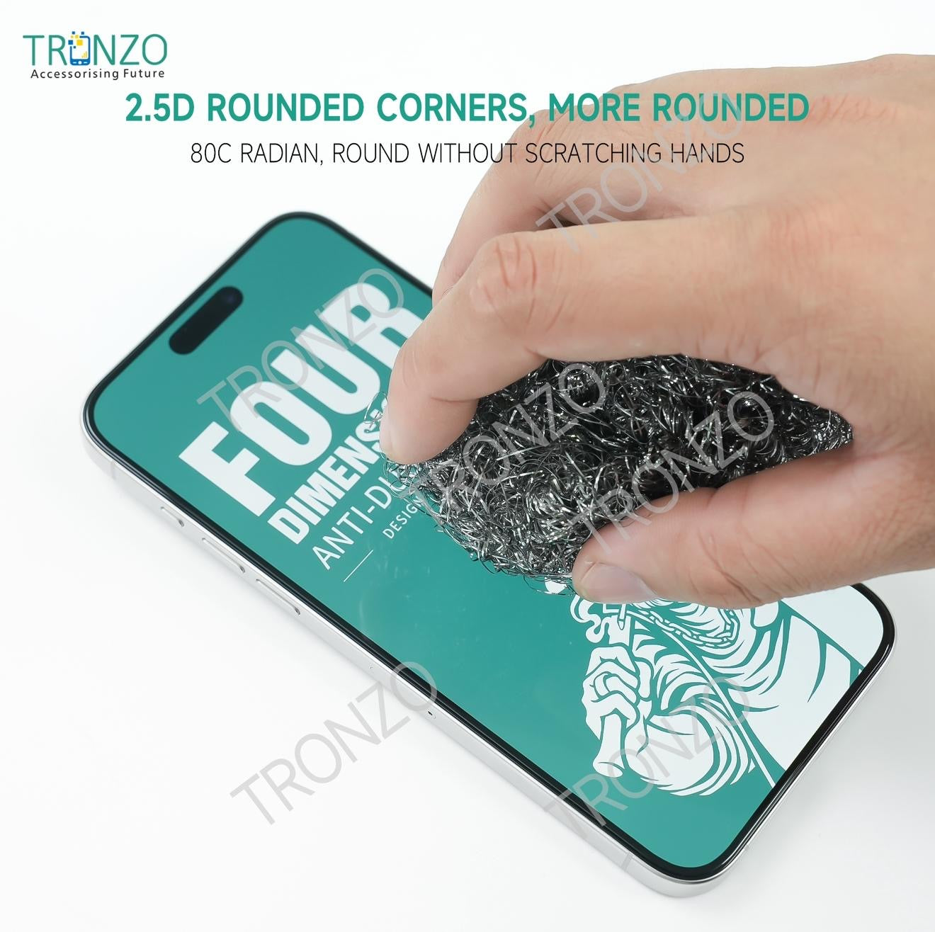 Tronzo Four Dimensional Anti-Dust HD Tempered Glass Screen Protector – 9H Hardness, 50KG Compression Resistance & iPhone & samsung galaxy all models available