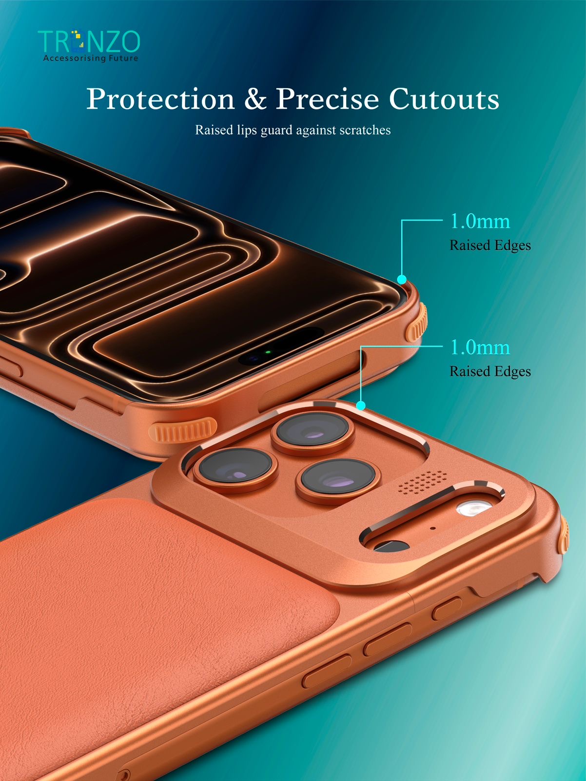 TRONZO iPhone 17 Pro Max Case | Sleek Metallic Frame Matte Leather Cover with Built-in Magnet