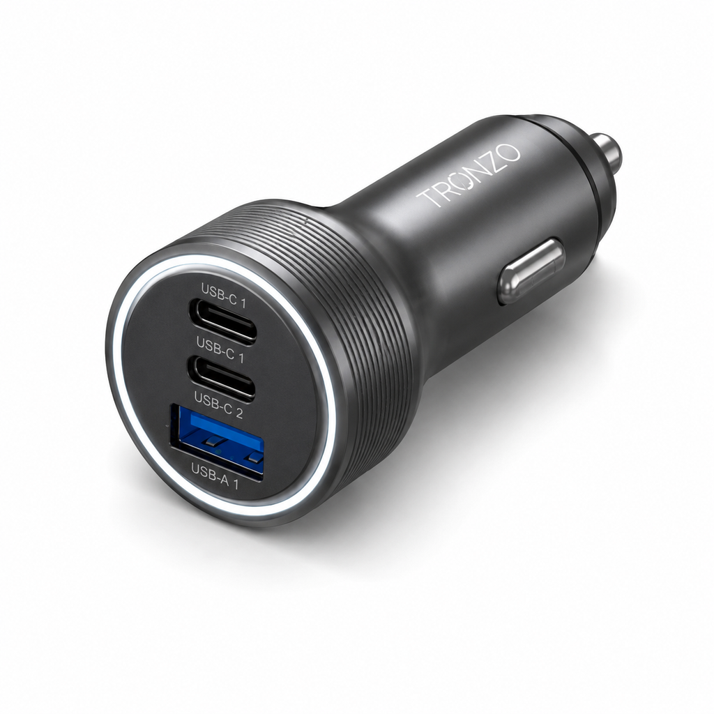 TRONZO CC-03 85W PD Fast Charging Car Charger | 3-Port USB-C + USB-A Car