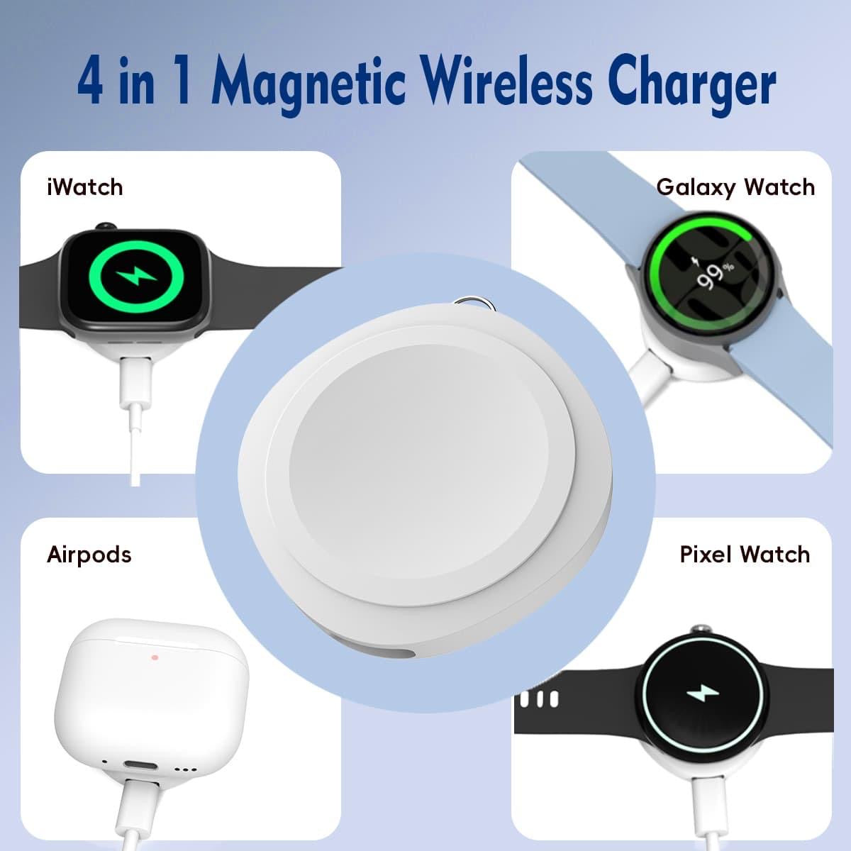 Tronzo 4-in-1 Magnetic Wireless Charger for Apple Watch, Galaxy Watch & AirPods