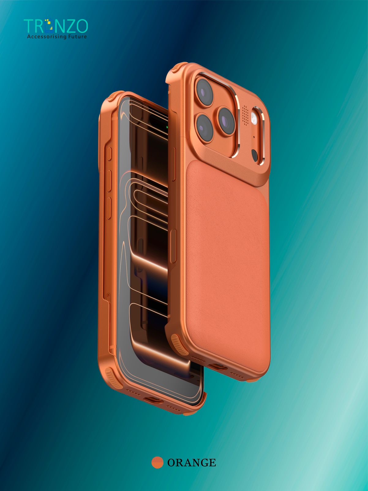 TRONZO iPhone 17 Pro Max Case | Sleek Metallic Frame Matte Leather Cover with Built-in Magnet