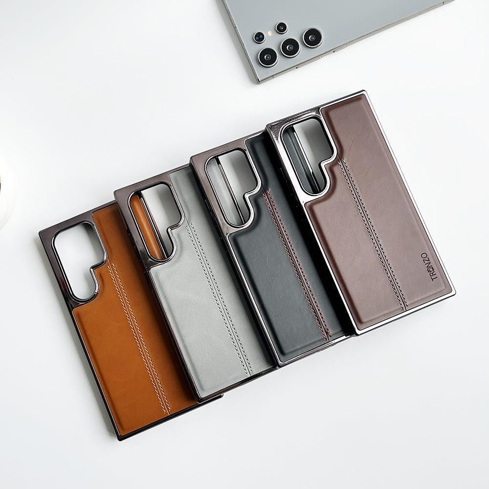Premium Stitched Leather Case for Samsung Galaxy S23 Ultra / S24 / S24Ultra /S24fe / S25 /S25ultra /s25fe / S26 /S26Ultra  | Luxury Back Cover