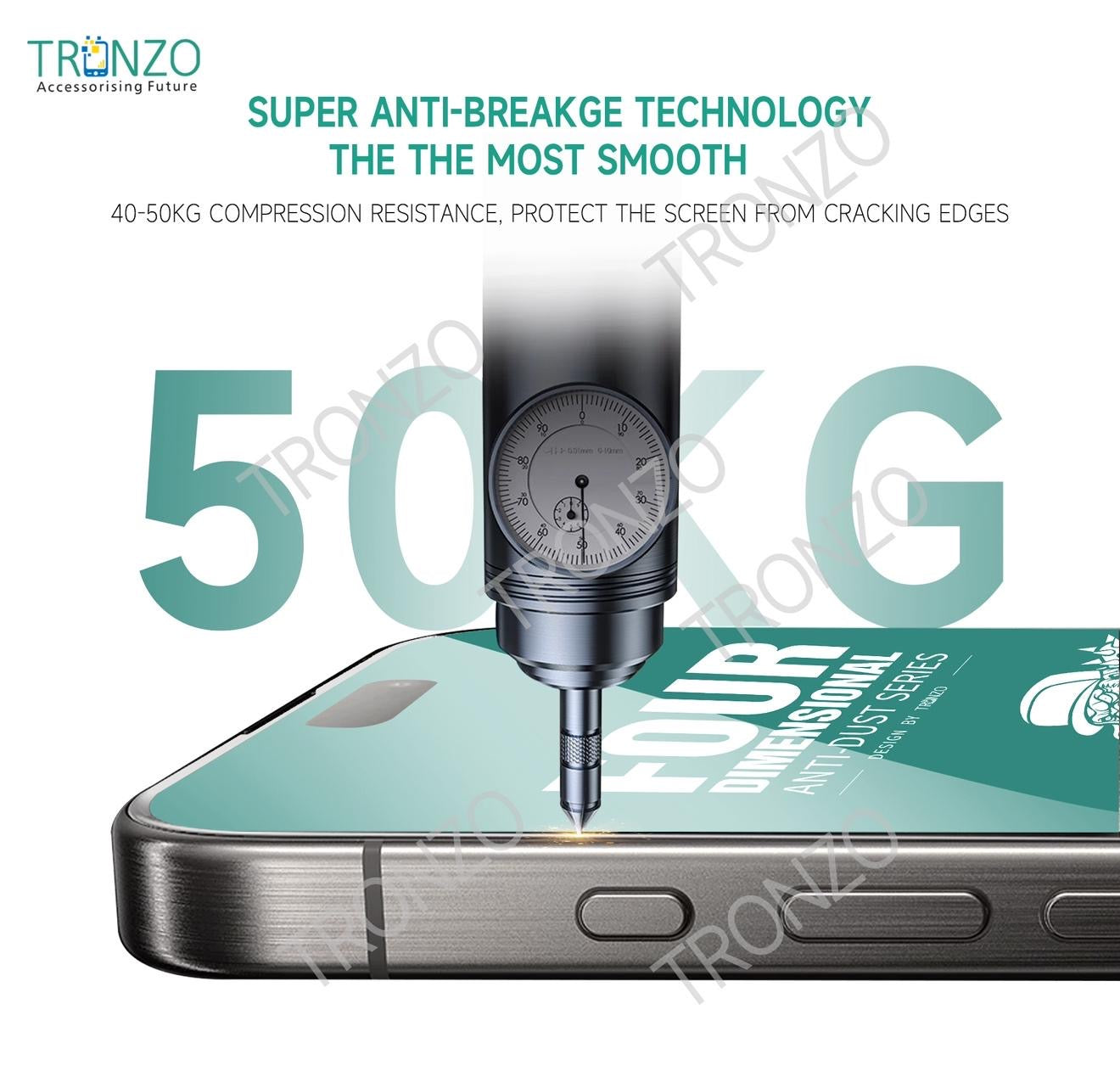 Tronzo Four Dimensional Anti-Dust HD Tempered Glass Screen Protector – 9H Hardness, 50KG Compression Resistance & iPhone & samsung galaxy all models available