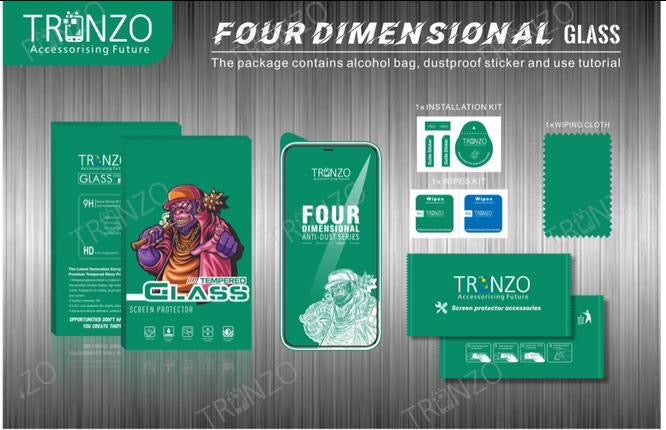 Tronzo Four Dimensional Anti-Dust HD Tempered Glass Screen Protector – 9H Hardness, 50KG Compression Resistance & iPhone & samsung galaxy all models available