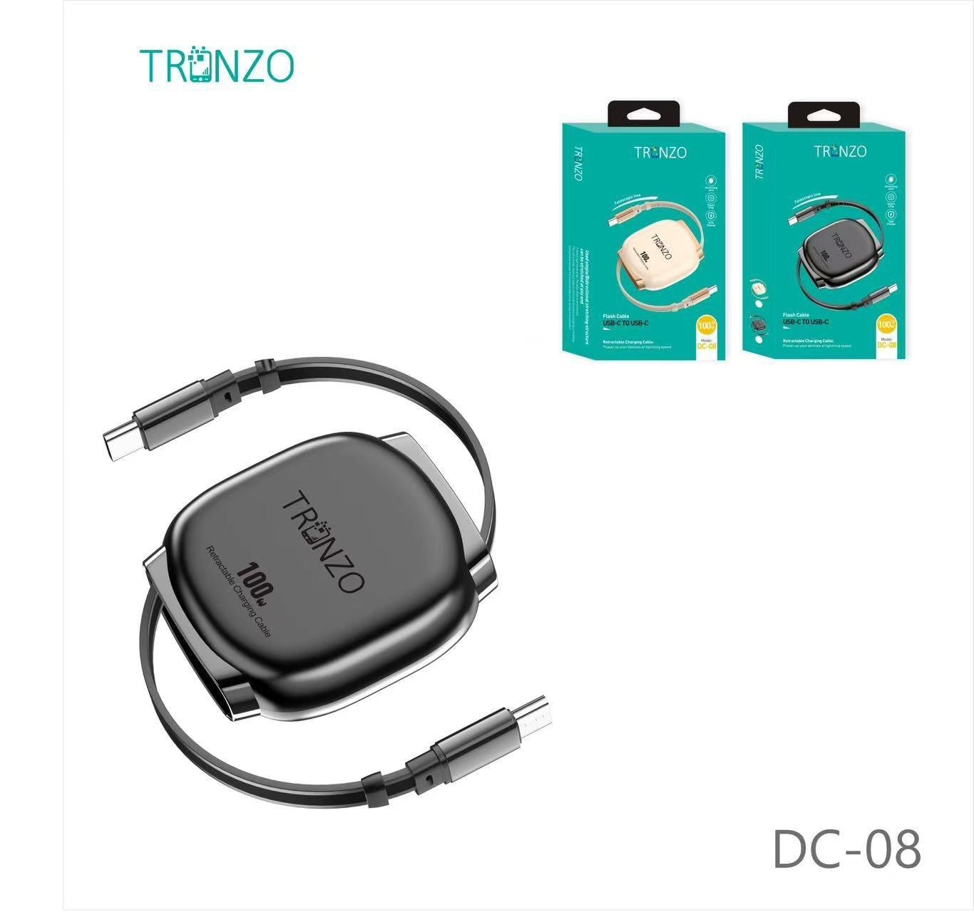 Tronzo 100W Retractable Fast Charging Cable (Type-C to Type-C / Type-C to Lightning)