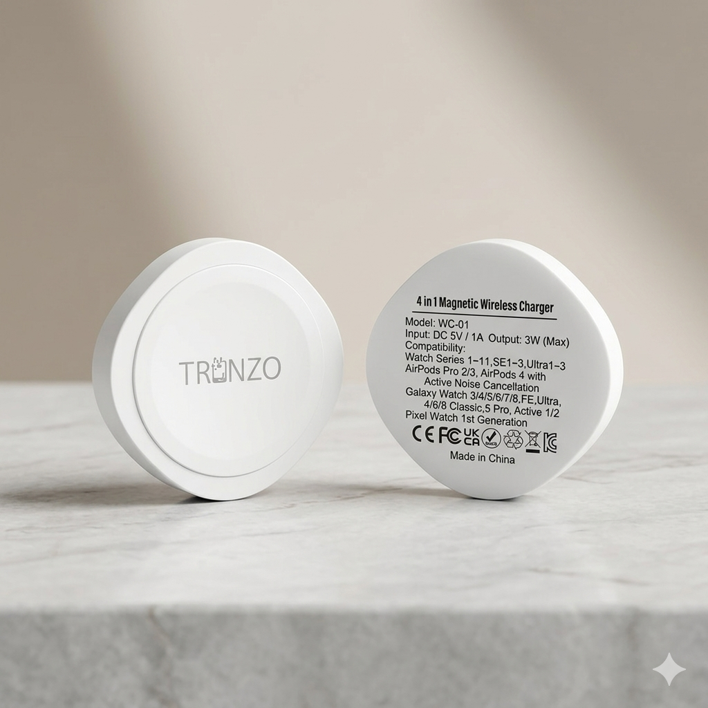 Tronzo 4-in-1 Magnetic Wireless Charger for Apple Watch, Galaxy Watch & AirPods
