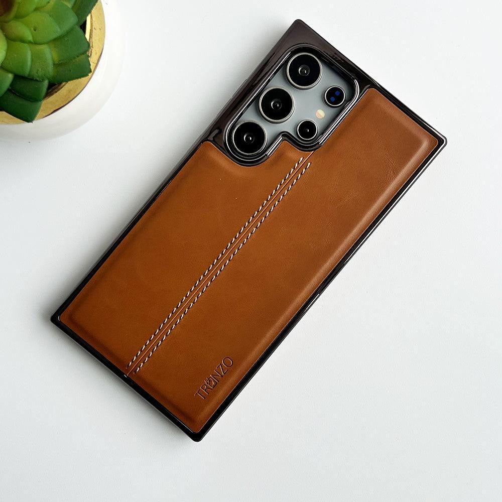 Premium Stitched Leather Case for Samsung Galaxy S23 Ultra / S24 / S24Ultra /S24fe / S25 /S25ultra /s25fe / S26 /S26Ultra  | Luxury Back Cover