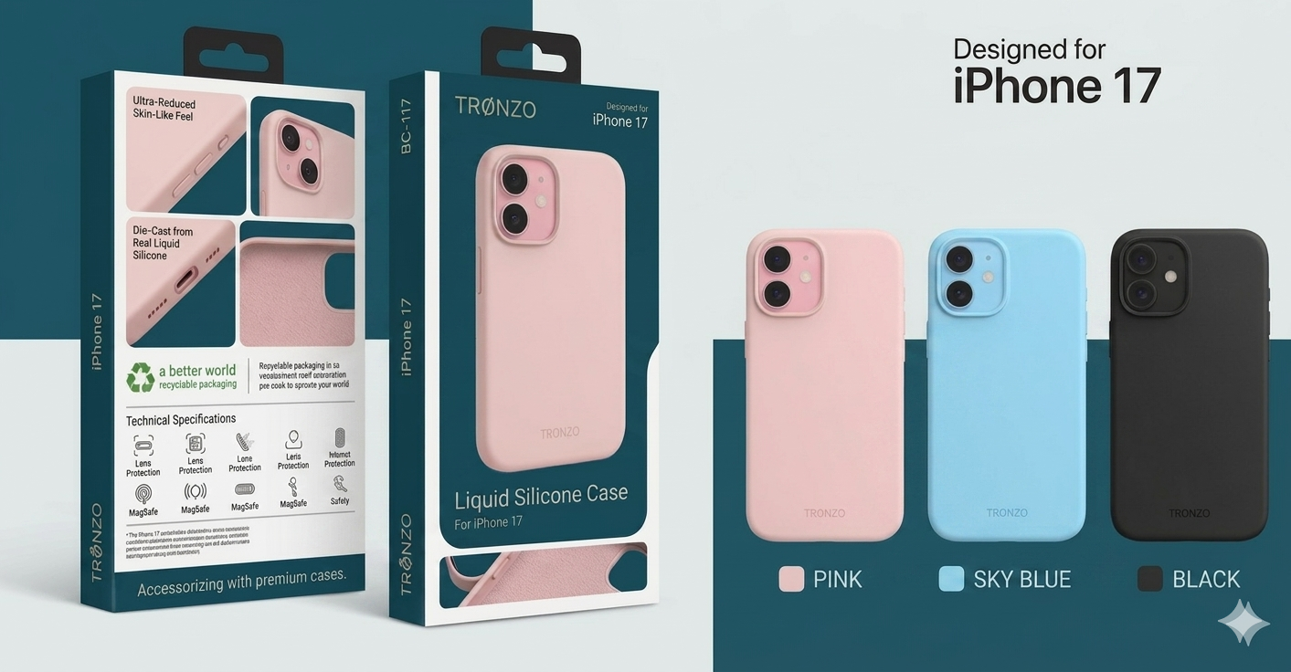 TRONZO Premium Liquid Silicone Case for iPhone 17 – Sleek Matte Finish, MagSafe Compatible & Drop Protection